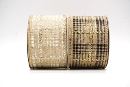 Checkered Plaid with Gold Accents Wired Ribbon_KF8859.KF8860.KF8861.KF8862.KF8863.KF8864 (2)